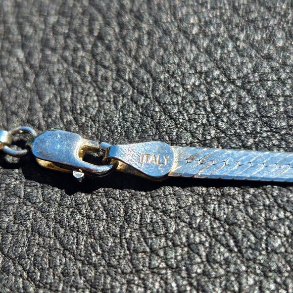 Reversible Serpentine Link Italian Sterling Silver Necklace - Picture 2 of 7